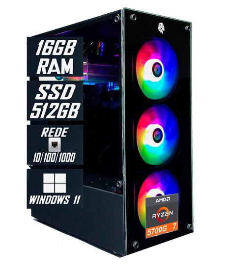 Imagem de Pc Gamer Cpu Ryzen7 5700g, Ssd 512Gb M.2 Nvme, 16gb Memória Ram Ddr4, Windows 11 Pro