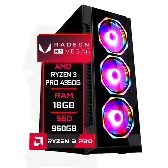 Imagem de PC Gamer Fácil AMD Ryzen 3 PRO 4350G 3.8GHZ 16GB DDR4 3000MHz Radeon VEGA 6 SSD 960GB - Fonte 500w