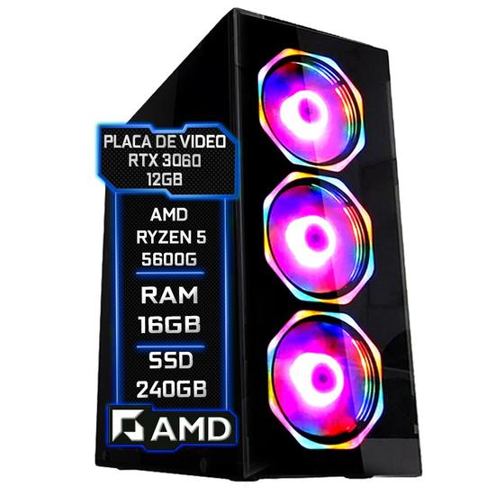 Imagem de PC Gamer Fácil AMD Ryzen 5 5600G 3.9Ghz 16GB 3000MHz DDR4 RTX 3060 12GB SSD 240GB - Fonte 750w