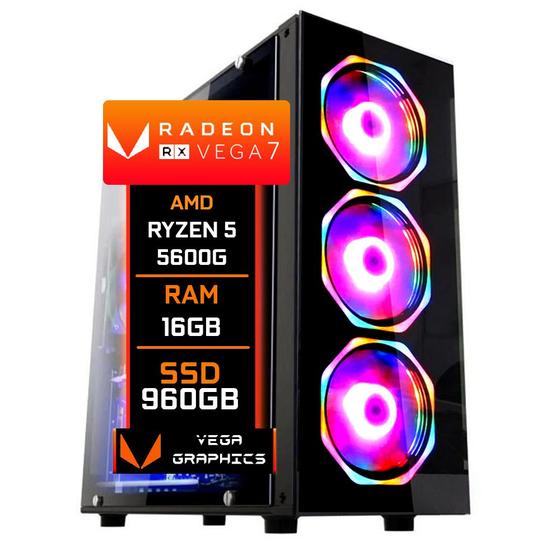 Imagem de PC Gamer Fácil Amd ryzen 5 5600G Radeon Vega 7 Graphics 16GB DDR4 3000Mhz SSD 960GB - Fonte 500w