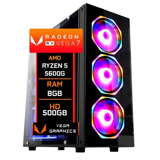 Imagem de PC Gamer Fácil Amd ryzen 5 5600G Radeon Vega 7 Graphics 8GB DDR4 3000Mhz HD 500GB - Fonte 500w