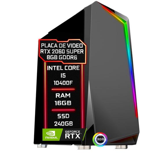 Imagem de PC Gamer Fácil Intel Core i5 10400F (10ª Geração) 16GB DDR4 3000MHz RTX 2060 Super 8GB SSD 240GB - Fonte 750w