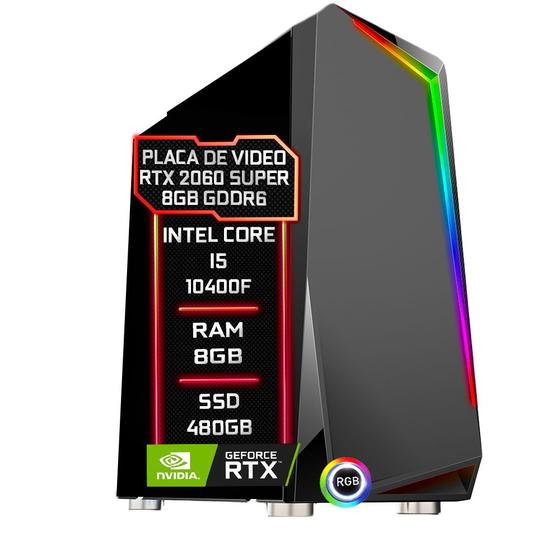 Imagem de PC Gamer Fácil Intel Core i5 10400F (10ª Geração) 8GB DDR4 3000MHz RTX 2060 Super 8GB SSD 480GB - Fonte 750w