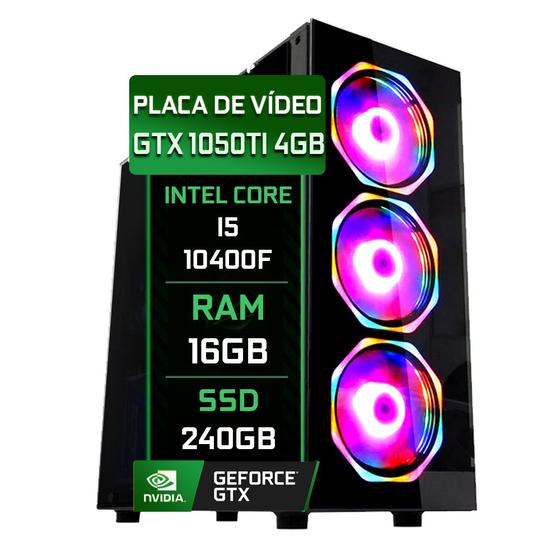 Imagem de PC Gamer Fácil Intel Core i5 10400f (Décima geração) 16GB DDR4 3000MHz GTX 1050ti 4GB SSD 240GB Fonte 500W