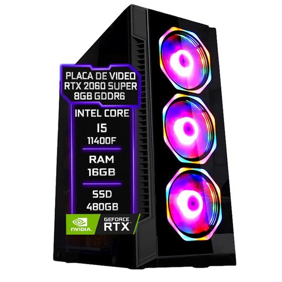 Imagem de PC Gamer Fácil Intel Core i5 11400F (11ª Geração) 16GB DDR4 3000MHz RTX 2060 Super 8GB SSD 480GB - Fonte 750w