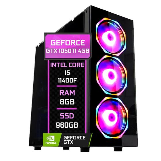 Imagem de PC Gamer Fácil Intel Core i5 11400F (11ª GERAÇÃO) 8GB GTX 1050TI 4GB SSD 960GB - Fonte 500W