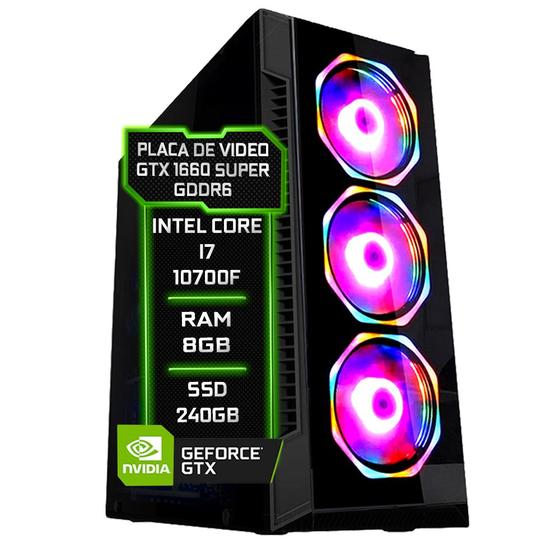 Imagem de PC Gamer Fácil Intel Core i7 10700F (10ª Geração) 8GB DDR4 3000MHz GTX 1660 SUPER 6GB SSD 240GB - Fonte 750w