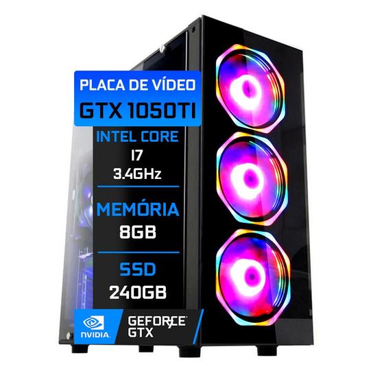 Imagem de Pc Gamer Fácil Intel Core i7 8GB SSD 240GB GTX 1050TI 4gb - Fonte 500W