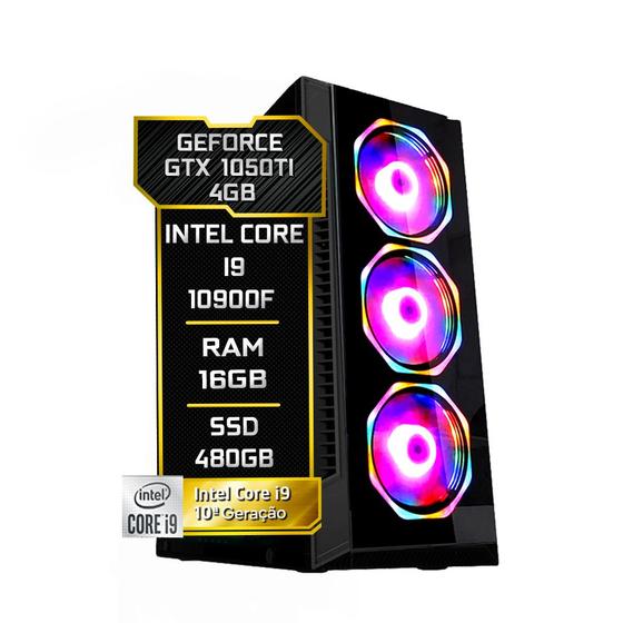 Imagem de PC Gamer Fácil Intel Core i9 10900F (10ª Geração) 16GB DDR4 3000MHz GTX 1050ti 4GB SSD 480GB - Fonte 750w