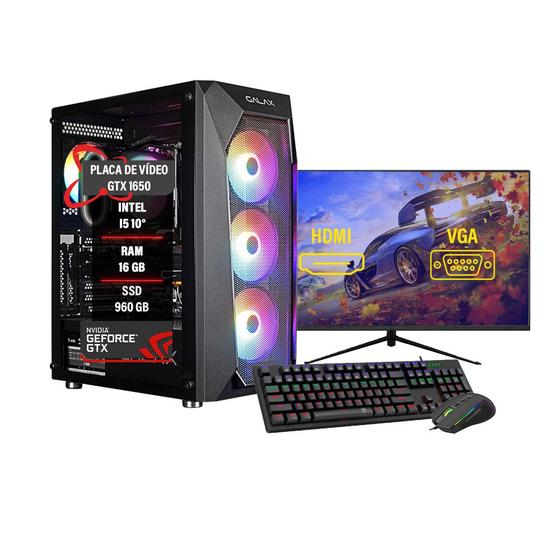 Imagem de PC GAMER I5 10º 16GB SSD 960 GTX 1660 COMPLETO + MONITOR 32"