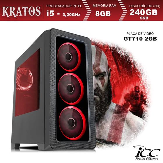 PC Gamer ICC KT2587SW Intel Core I5 3,20 Ghz 8GB 240GB SSD GT710 2GB HDMI FULL HD Windows 10 Menor preço em PC Gamer ICC KT2587SW Intel Core I5 3,20 Ghz 8GB 240GB SSD GT710 2GB HDMI FULL HD Windows 10