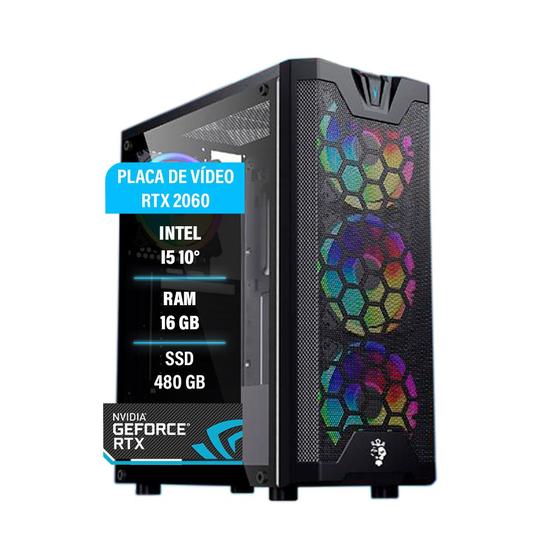 Imagem de Pc gamer Intel Core I5 10 RTX 2060 16GB RAM DDR4 SSD 480GB