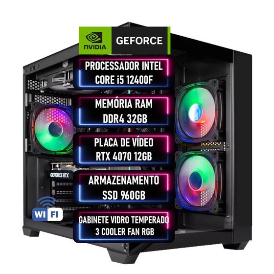 Imagem de PC Gamer Intel Core i5 4.4Ghz RTX 4070 12GB RAM DDR4 32GB SSD 960GB - ADVANCEDTECH