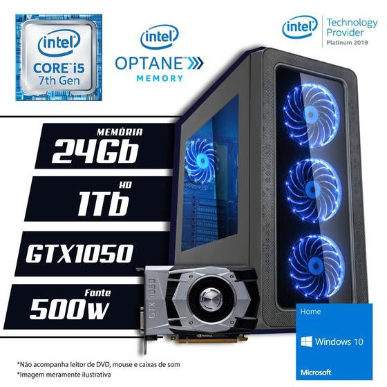 Imagem de PC Gamer Intel Core i5 7ª Geração 24GB HD 1TB GTX1050 Windows 10 SL CertoX BRAVE 5023