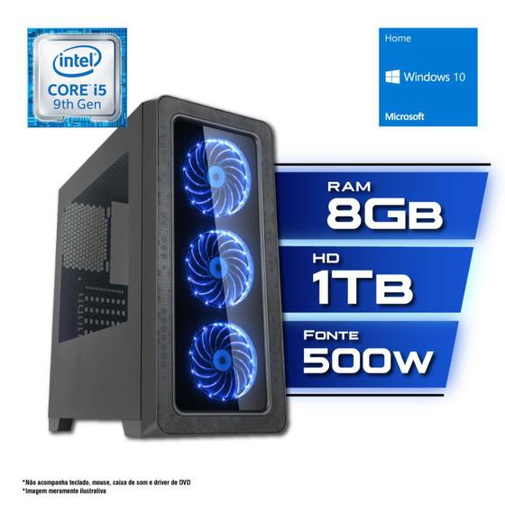 Imagem de PC Gamer Intel Core i5 9400 9ª Geração 8GB HD 1TB Fonte 500W Windows 10 CertoX BRAVE 5116