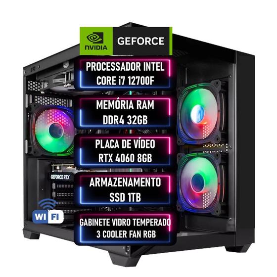 Imagem de PC Gamer Intel Core i7 12700F RTX 4060 8GB RAM DDR4 32GB SSD 1TB - ADVANCEDTECH