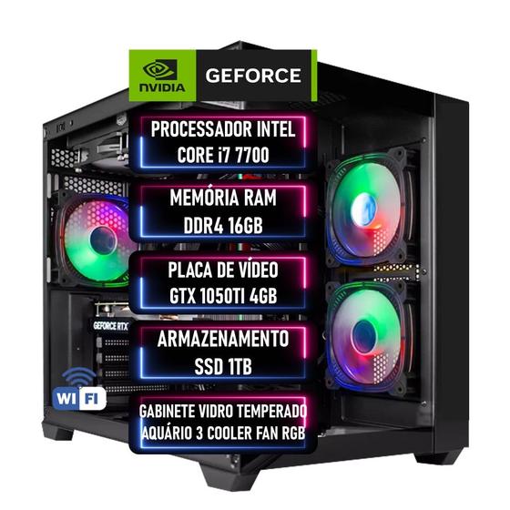 Imagem de PC Gamer Intel Core i7 7Geração RAM DDR4 16GB SSD 1TB GEFORCE GTX 1050TI 4GB - ADVANCEDTECH
