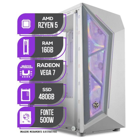 Imagem de PC Gamer Mancer, AMD RYZEN 5 4600G, Water cooler, 16GB DDR4, SSD 480GB, Fonte 500W 80 Plus