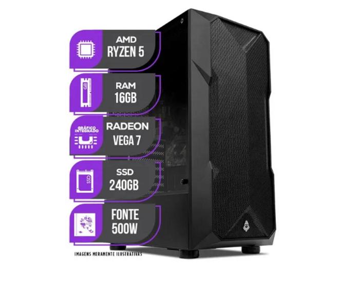 Imagem de PC Gamer Mjb, AMD Ryzen 5 5600GT, Vega 7, 16GB DDR4, SSD 240GB, Fonte 500W 80 Plus