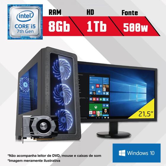 Imagem de PC Gamer + Monitor 21,5'' Intel Core i5 7ª Geração 8GB HD 1TB GTX 1050 Win10 SL CertoX BRAVE 5005
