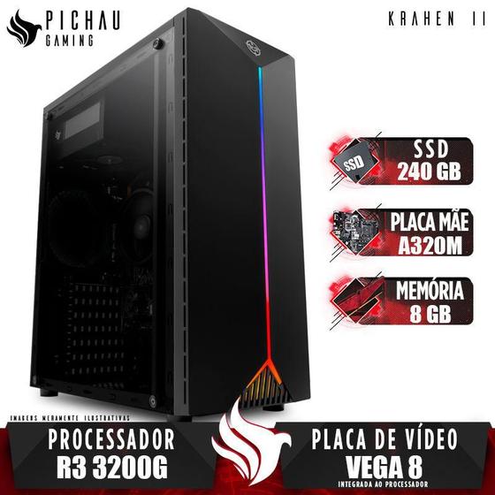 Imagem de PC Gamer Pichau Krahen II, AMD Ryzen 3 3200G, A320M, 8GB DDR4, SSD 240GB, 400W