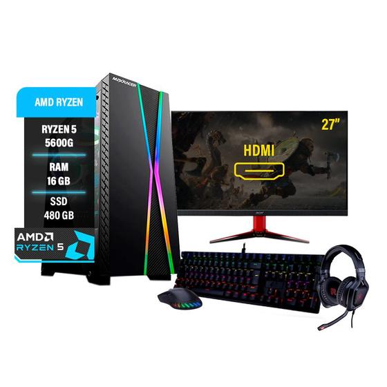 Pc gamer Ryzen 5 5600G 16GB RAM DDR4 SSD 480GB Monitor 27'' é boa?
