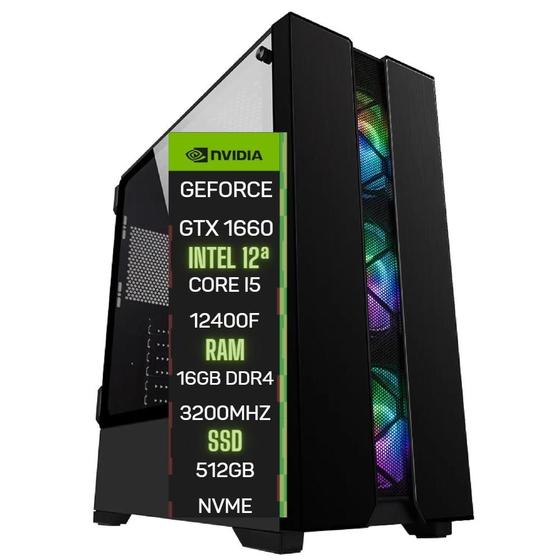 Imagem de PC Gamer Skill Top Intel 10ª Geração Core i5 12400F 16GB DDR4 Placa de vídeo Geforce GTX 1660 Ti 6GB SSD 512GB ST-056