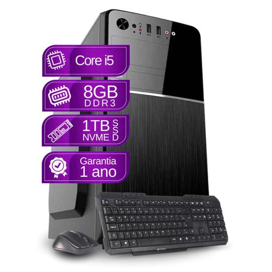 Imagem de PC  Intel Core i5 CPU  8GB Memória ram SSD 1TB kit teclado e mouse - PC Master 