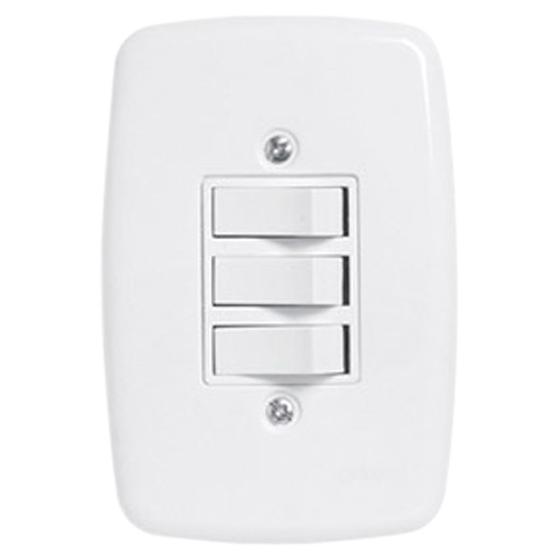 Imagem de Pct 05 Conjunto de Embutir Pluzie 4x2 3 Interruptor Simples