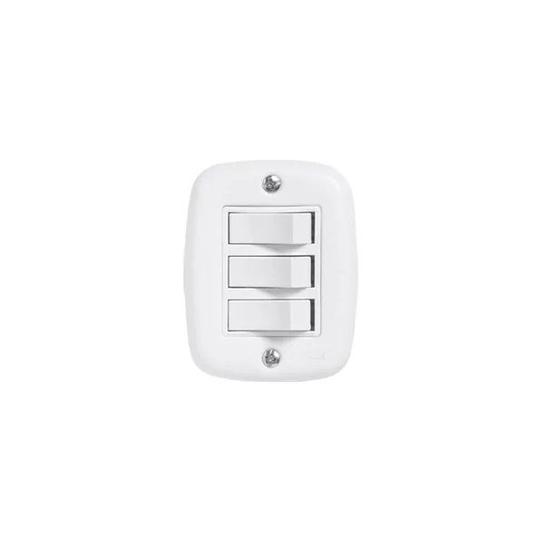 Imagem de Pct 05 Conjunto de Sobrepor Pluzie C/ 3 Interruptor Simples