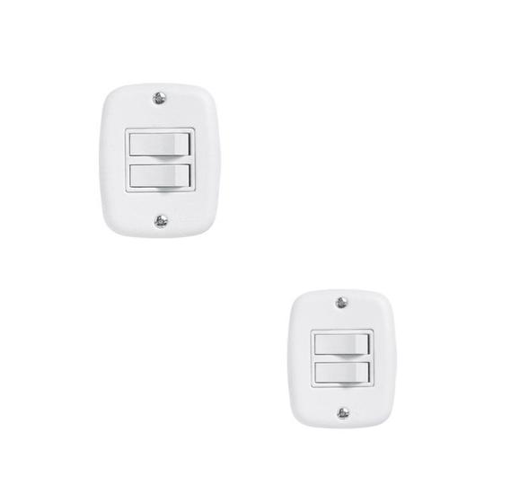 Imagem de Pct 05 Un Conjunto de Sobrepor C/ 2 Interruptor Simples