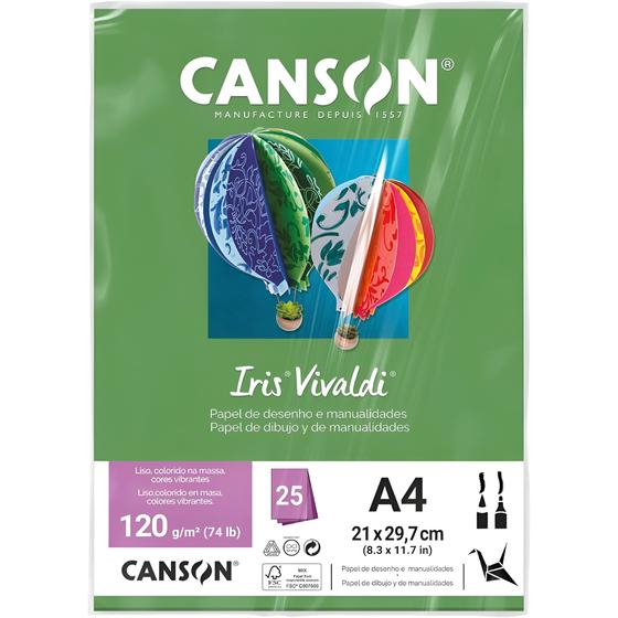 Imagem de Pct papel iris vivaldi 25fls a4 120gr canson escolha a cor