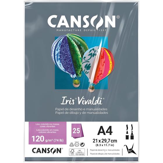 Imagem de Pct papel iris vivaldi 25fls a4 120gr canson escolha a cor