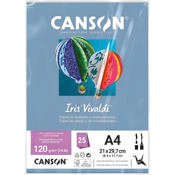 Imagem de Pct papel iris vivaldi 25fls a4 120gr canson escolha a cor