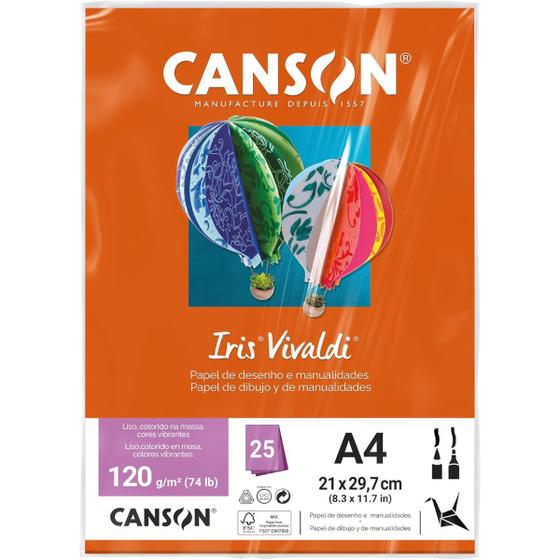 Imagem de Pct Papel Iris Vivaldi 25fls A4 120gr Canson Escolha a Cor