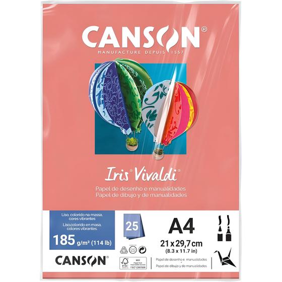 Imagem de Pct papel iris vivaldi 25fls a4 185gr canson escolha a cor