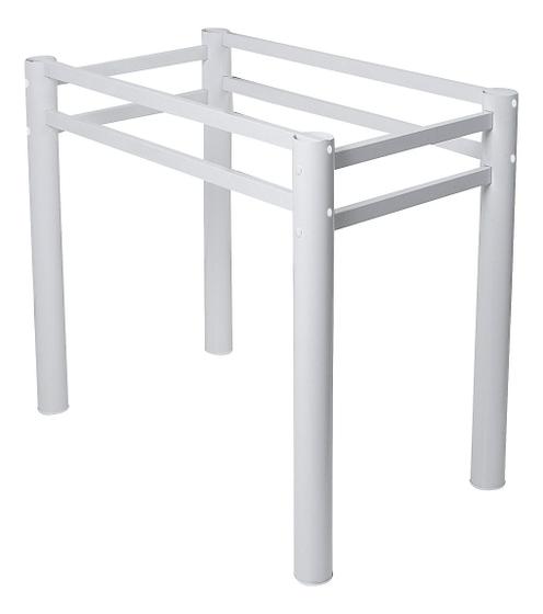 Imagem de Pé De Mesa Tampos Vidro Madeira Pedra Tubular Retangular Aço Preta Branca Texturizada