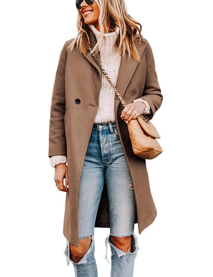 Imagem de Pea Trench Coat Tanming, mistura de lã feminina, Camel XS