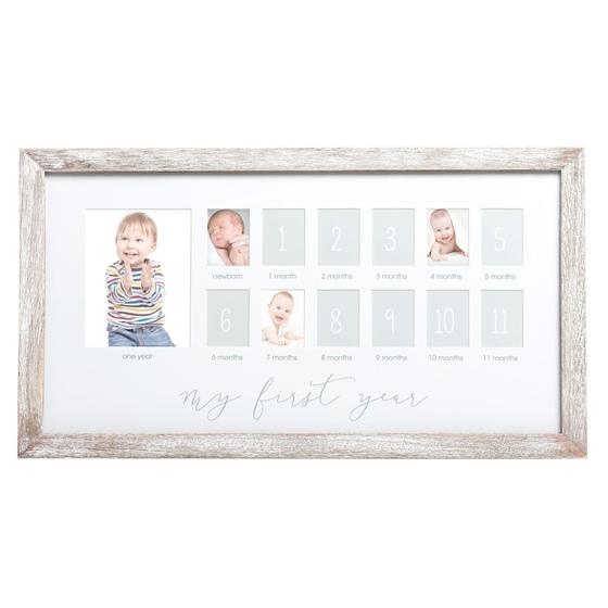 Imagem de Pearhead My First Year Photo Moments Baby Keepsake Picture Frame, Baby's First Year Photo Frame, Mother's Day Accessory, Gender-Neutral Baby Milestone Nursery Décor, Rústico