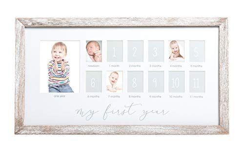 Imagem de Pearhead My First Year Photo Moments Baby Keepsake Picture Frame, Baby's First Year Photo Frame, Mother's Day Accessory, Gender-Neutral Baby Milestone Nursery Décor, Rústico