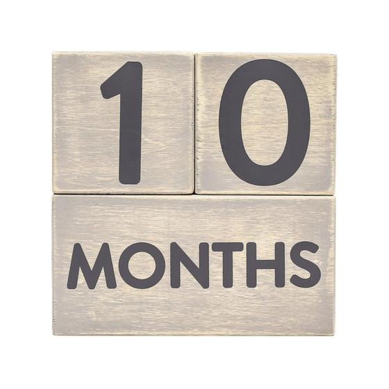 Imagem de Pearhead Wooden Milestone Age Blocks, Gênero Neutro Baby Accessory for Photo Sharing, Weekly, Monthly, Year and Grade Growth Markers, Distressed Gray