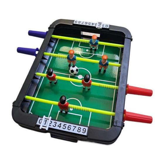 Imagem de Pebolim Mini Jogo Compacto Em Miniatura Futebol De Mesa