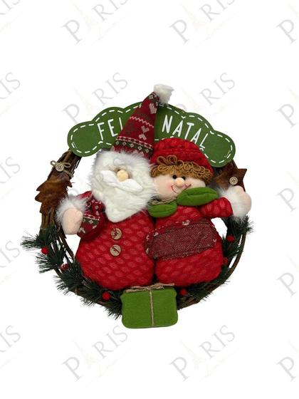 Imagem de Peça Decorativa Guirlanda Natalina Casal Noel 40cm 14668PL