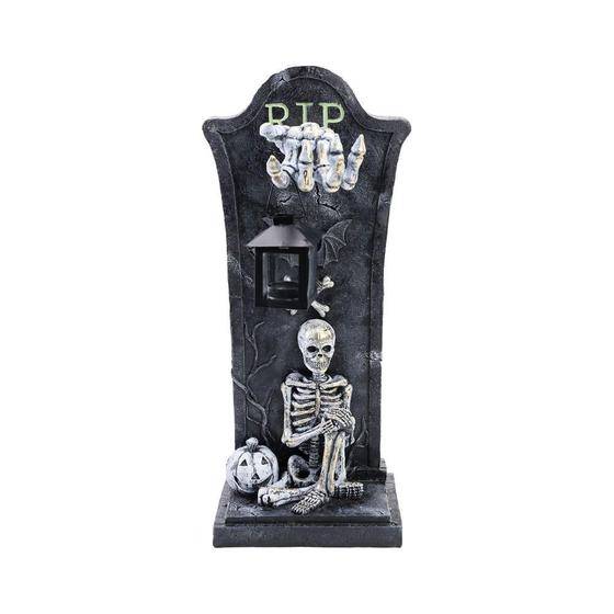 Imagem de Peça Decorativa Lápide Amaldiçoada com Esqueleto 39cm para Festas e Eventos de Halloween
