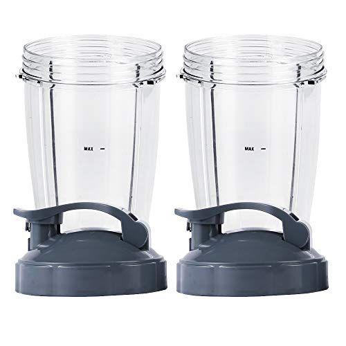 Imagem de Peças de reposição do liquidificador para liquidificador Nutribullet, copo 24OZ com tampa flip top to go compatível com liquidificadores Nutribullet 600W 900W (2 pacotes)