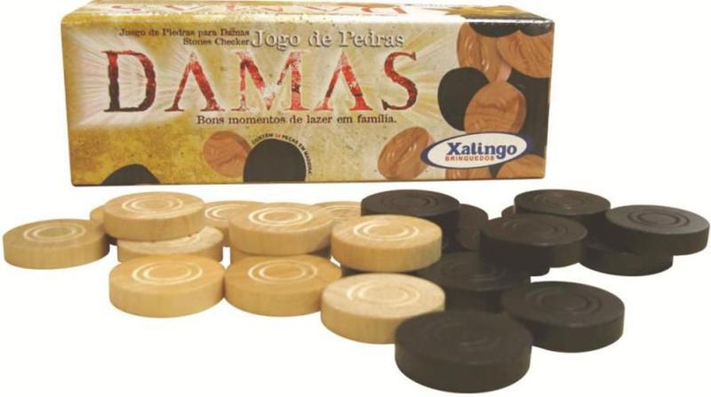 Peças Para Jogo De Damas 24 Pedras De Madeira Xalingo - Jogo de Dominó ...