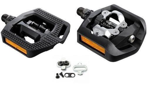 Imagem de Pedal clip shimano pd-t421 click'r  preto c/ plataforma e refletor - dupla face - mtb / urbano