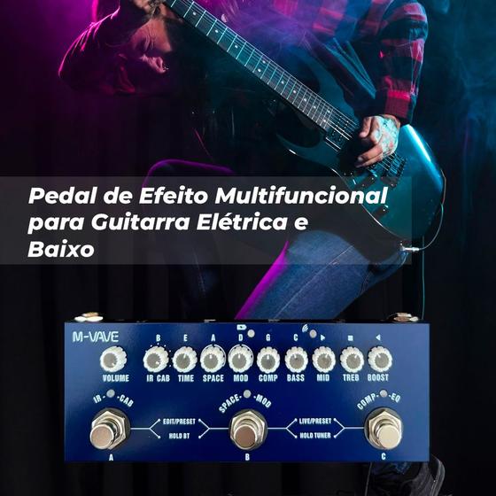 Imagem de Pedal De Efeitos Contra Baixo Portátil Multi Efeitos Simulação IR M-Vave Recarregável Azul