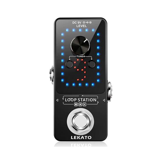 Pedal de Loop e Afinador Lekato Loop Station Preto PD1183 LEKATO