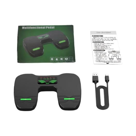 Imagem de Pedal Giratório Sem Fio Recarregável para Tablets e Smartphones - com Bluetooth e Base Antiderrapante